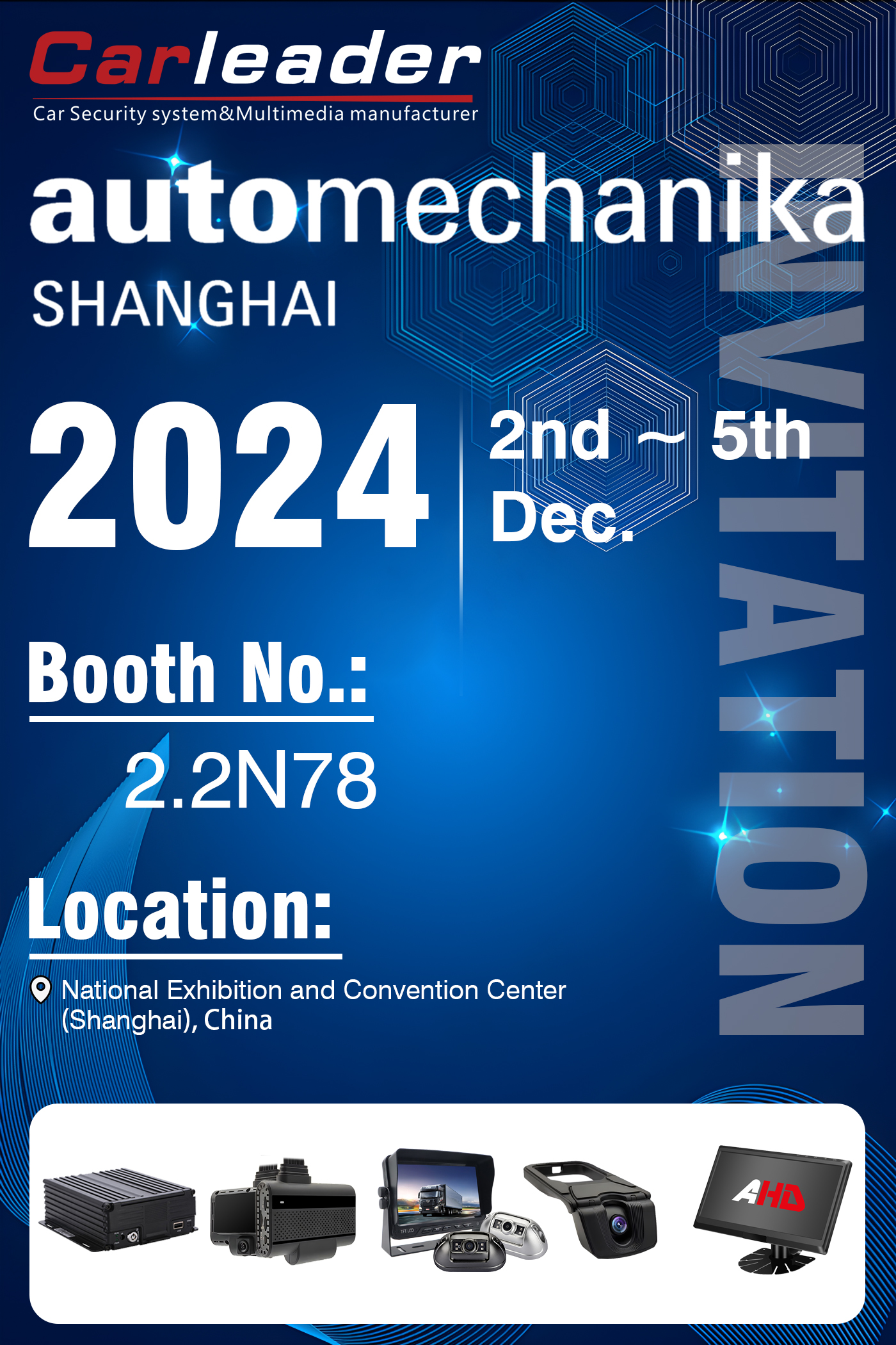 ງານວາງສະແດງ Automechanika Shanghai 2024 | Booth No.: 2.2N78, Carleader ລໍຖ້າການຢ້ຽມຢາມຂອງທ່ານ