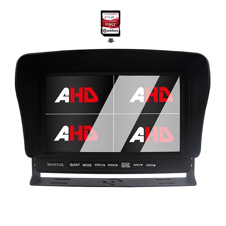 9 ນິ້ວ Quad Display Truck ບັນທຶກວິດີໂອ AHD Monitor